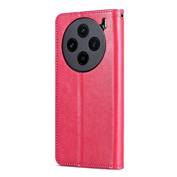For vivo X100 5G AZNS Sheepskin Texture Flip Leather Phone Case(Red)