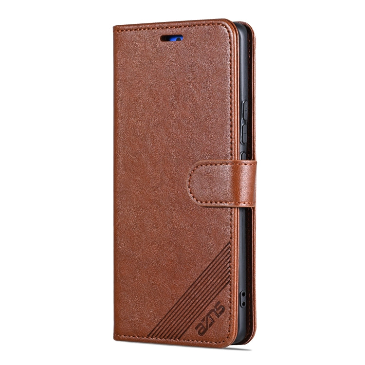 For vivo X100 5G AZNS Sheepskin Texture Flip Leather Phone Case(Brown)
