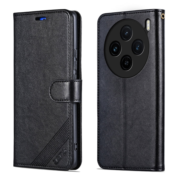 For vivo X100S AZNS Sheepskin Texture Flip Leather Phone Case(Black)
