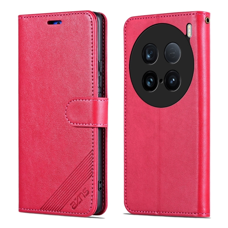 For vivo X100 Ultra AZNS Sheepskin Texture Flip Leather Phone Case(Red)