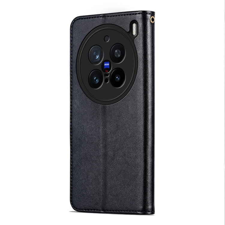 For vivo X200 Pro AZNS Sheepskin Texture Flip Leather Phone Case(Black)