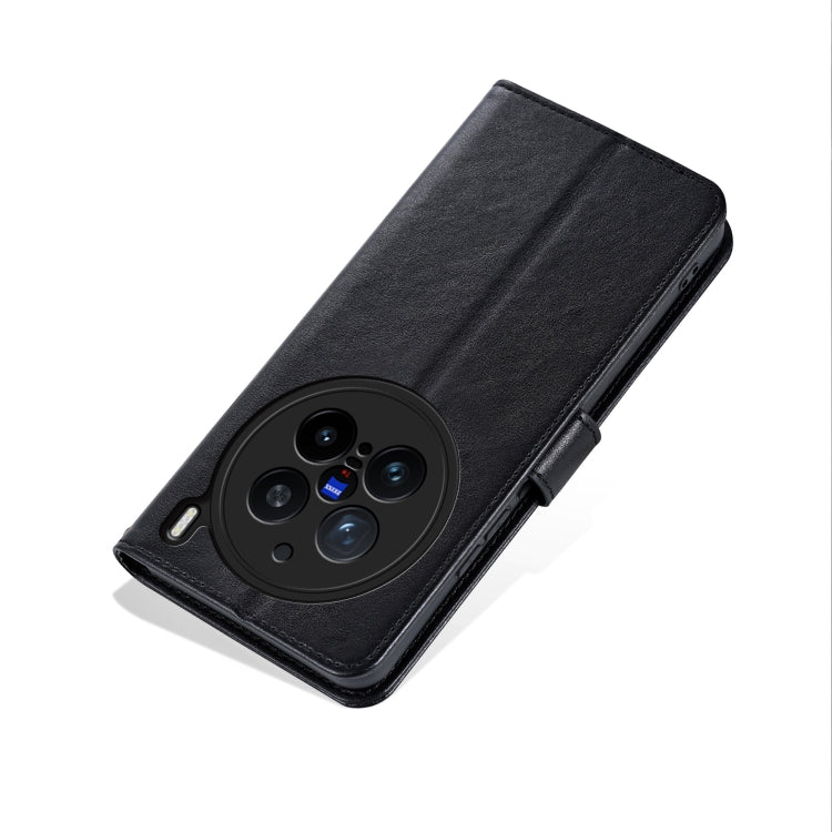 For vivo X200 Pro AZNS Sheepskin Texture Flip Leather Phone Case(Black)