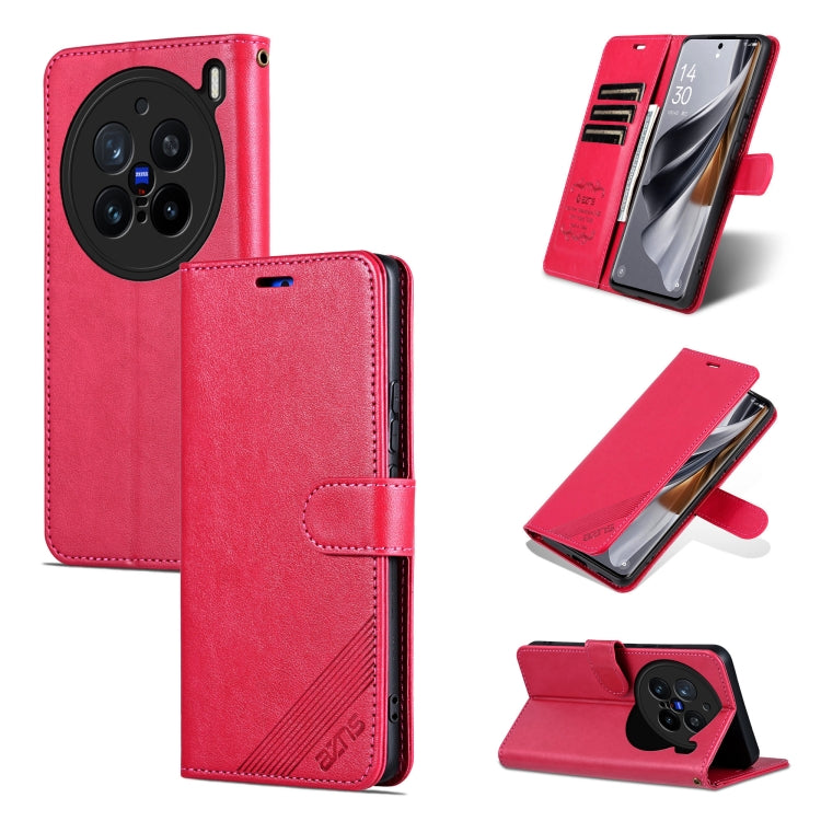 For vivo X200 Pro AZNS Sheepskin Texture Flip Leather Phone Case(Red)