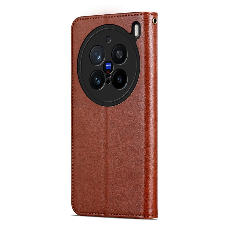 For vivo X200 Pro AZNS Sheepskin Texture Flip Leather Phone Case(Brown)