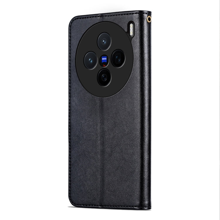 For vivo X200 AZNS Sheepskin Texture Flip Leather Phone Case(Black)