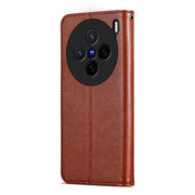 For vivo X200 AZNS Sheepskin Texture Flip Leather Phone Case(Brown)