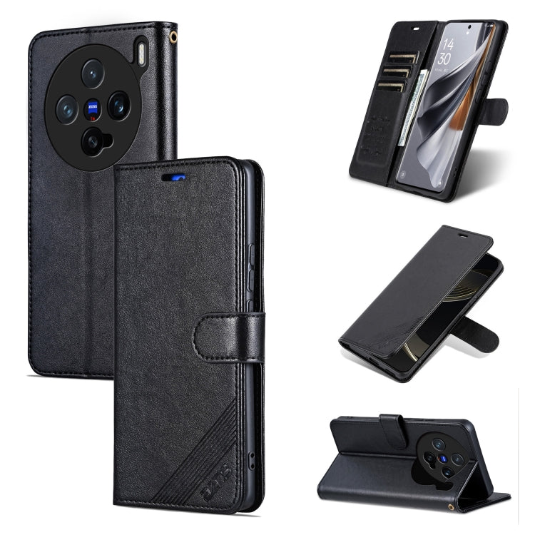 For vivo X200 Pro mini AZNS Sheepskin Texture Flip Leather Phone Case(Black)