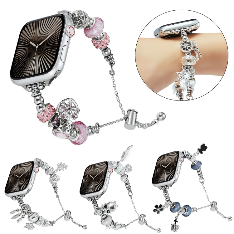 Bead Bracelet Metal Watch Band For Apple Watch Ultra 2 49mm(Silver Star)