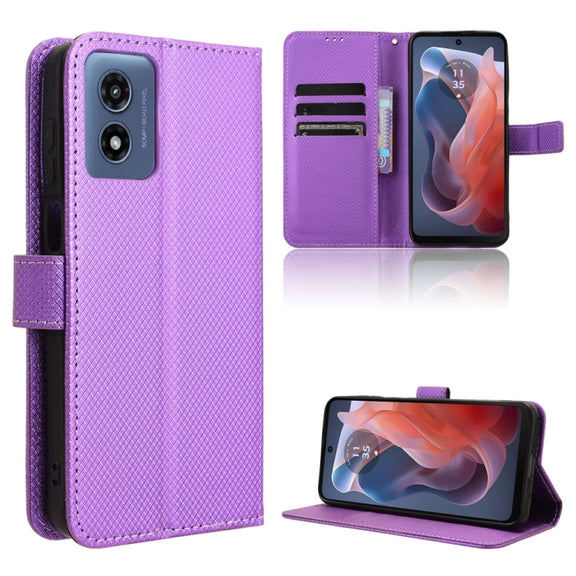 For Motorola Moto G Play 4G 2024 Diamond Texture Leather Phone Case(Purple)