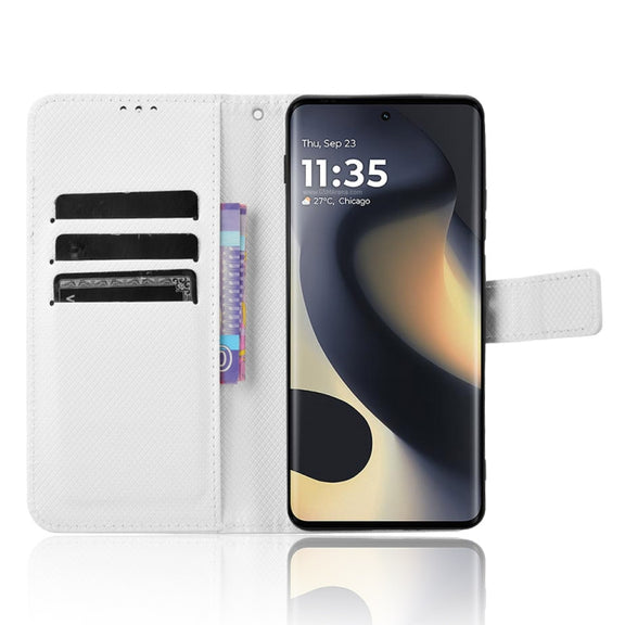 For Motorola Edge 2024 5G Diamond Texture Leather Phone Case(White)
