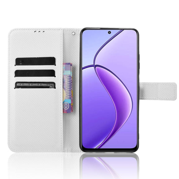 For Realme 12 5G / 12X 5G Diamond Texture Leather Phone Case(White)
