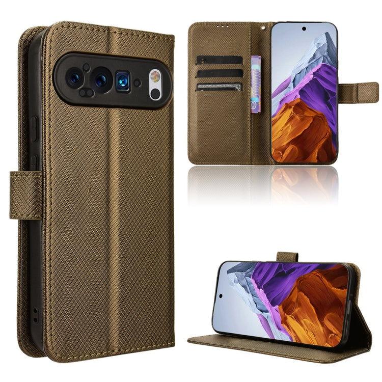 For Google Pixel 9 Pro Diamond Texture Leather Phone Case(Brown)