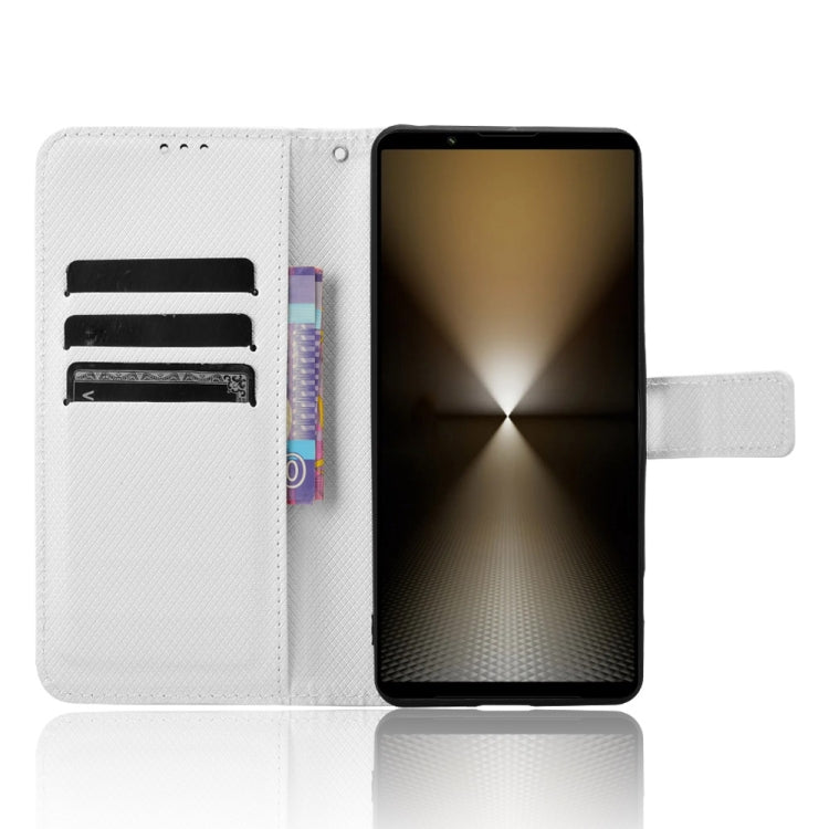For Sony Xperia 1 VI 2024 Diamond Texture Leather Phone Case(White)