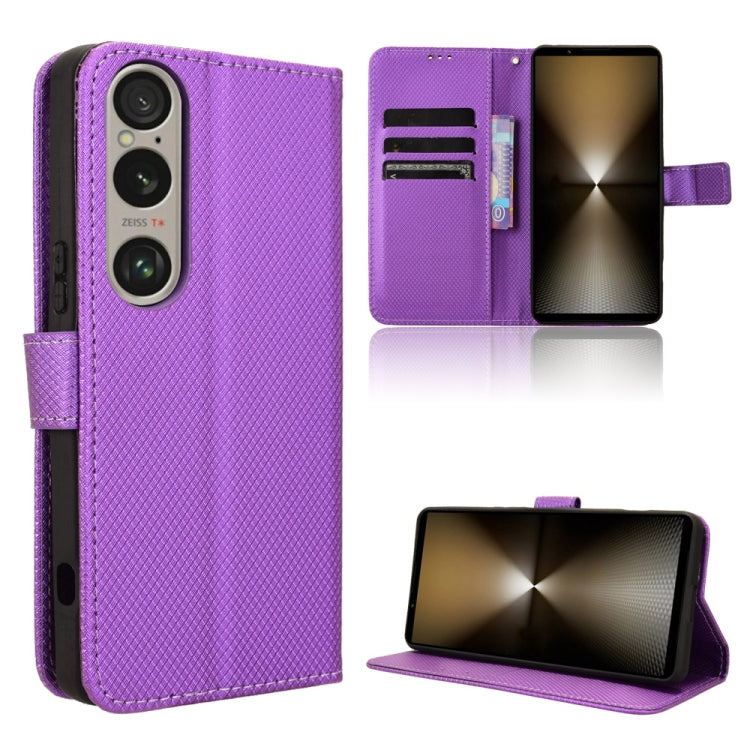 For Sony Xperia 1 VI 2024 Diamond Texture Leather Phone Case(Purple)