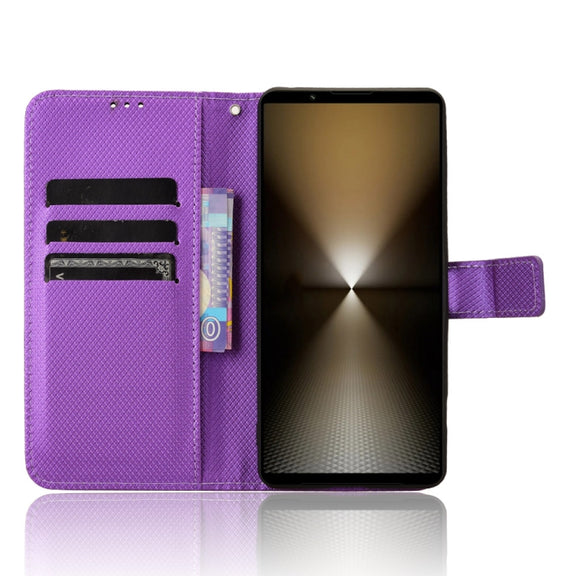 For Sony Xperia 1 VI 2024 Diamond Texture Leather Phone Case(Purple)