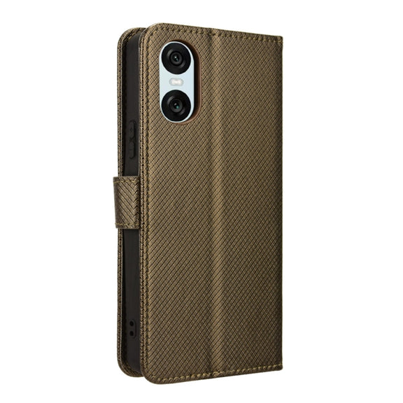 For Sony Xperia 10 VI 2024 Diamond Texture Leather Phone Case(Brown)