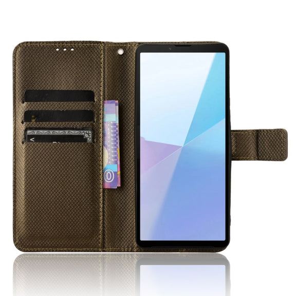 For Sony Xperia 10 VI 2024 Diamond Texture Leather Phone Case(Brown)