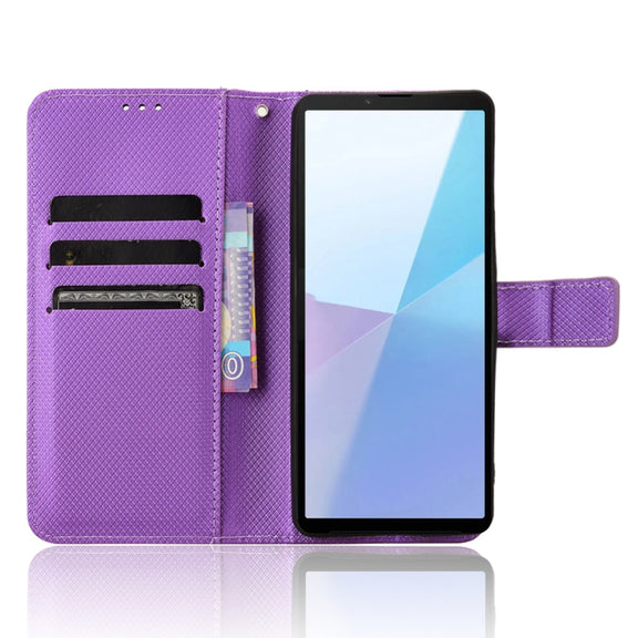 For Sony Xperia 10 VI 2024 Diamond Texture Leather Phone Case(Purple)