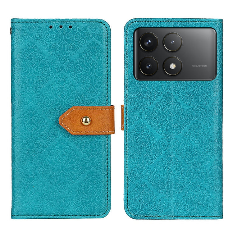 For Xiaomi Redmi K70 5G / K70 Pro 5G European Floral Embossed Leather Phone Case(Blue)