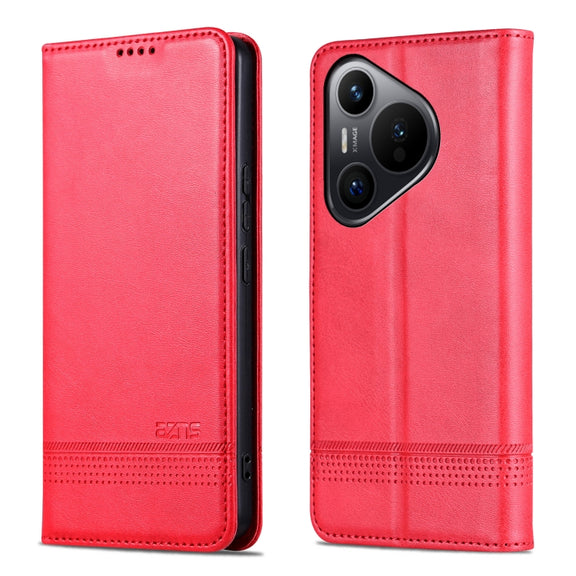 For Huawei Pura 70 AZNS Magnetic Calf Texture Flip Leather Phone Case(Red)