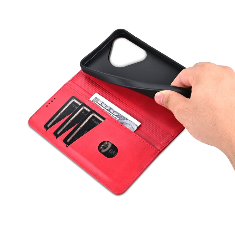For Huawei Pura 70 AZNS Magnetic Calf Texture Flip Leather Phone Case(Red)