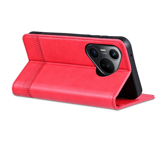 For Huawei Pura 70 AZNS Magnetic Calf Texture Flip Leather Phone Case(Red)