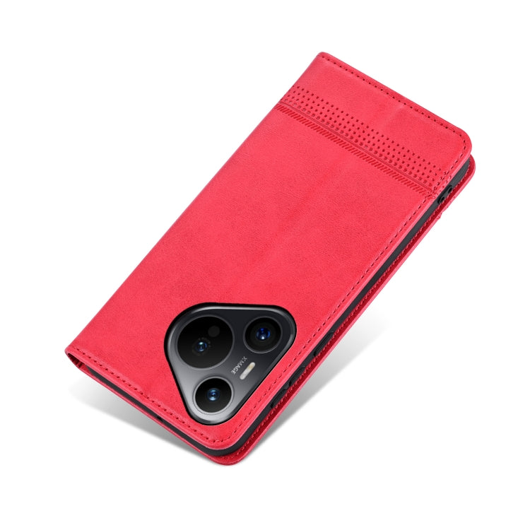 For Huawei Pura 70 AZNS Magnetic Calf Texture Flip Leather Phone Case(Red)