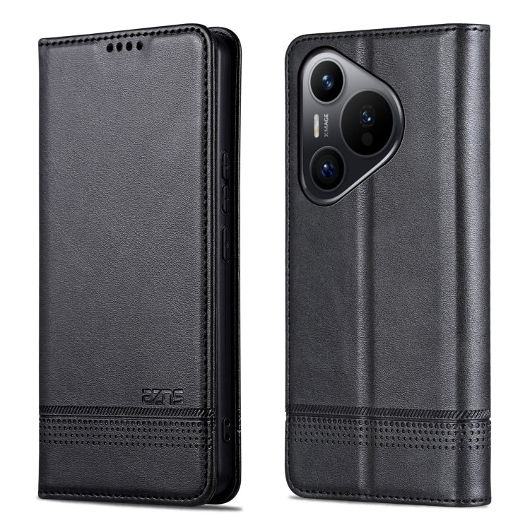 For Huawei Pura 70 AZNS Magnetic Calf Texture Flip Leather Phone Case(Black)