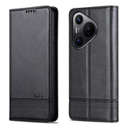 For Huawei Pura 70 AZNS Magnetic Calf Texture Flip Leather Phone Case(Black)