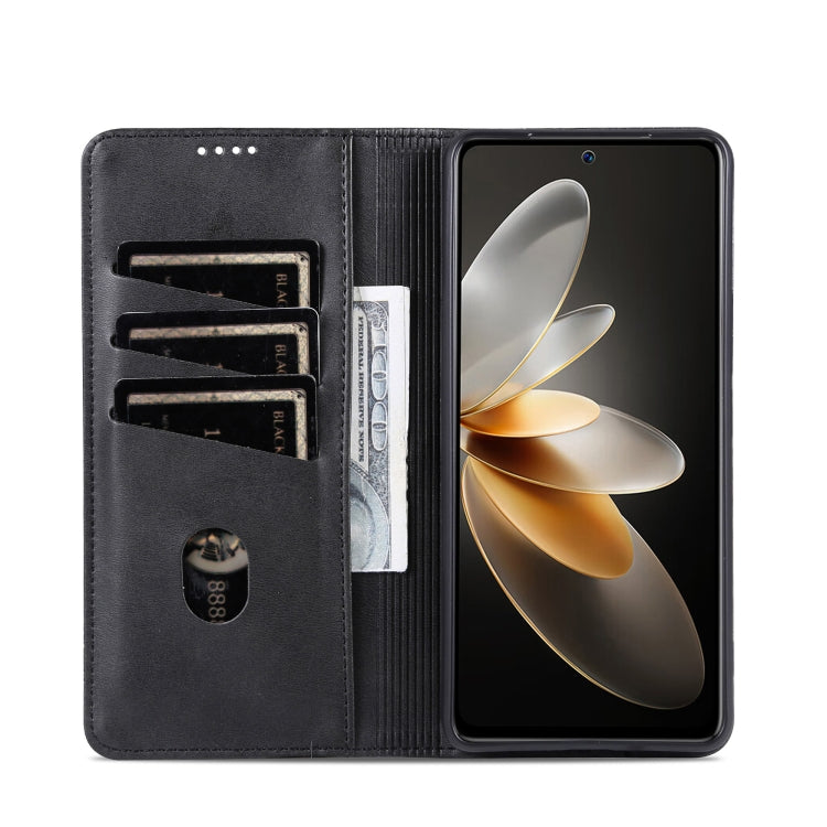 For Huawei Pura 70 AZNS Magnetic Calf Texture Flip Leather Phone Case(Black)