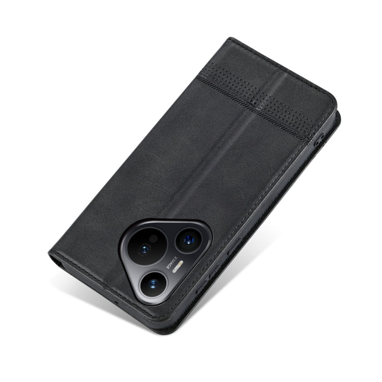 For Huawei Pura 70 AZNS Magnetic Calf Texture Flip Leather Phone Case(Black)