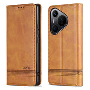 For Huawei Pura 70 AZNS Magnetic Calf Texture Flip Leather Phone Case(Light Brown)