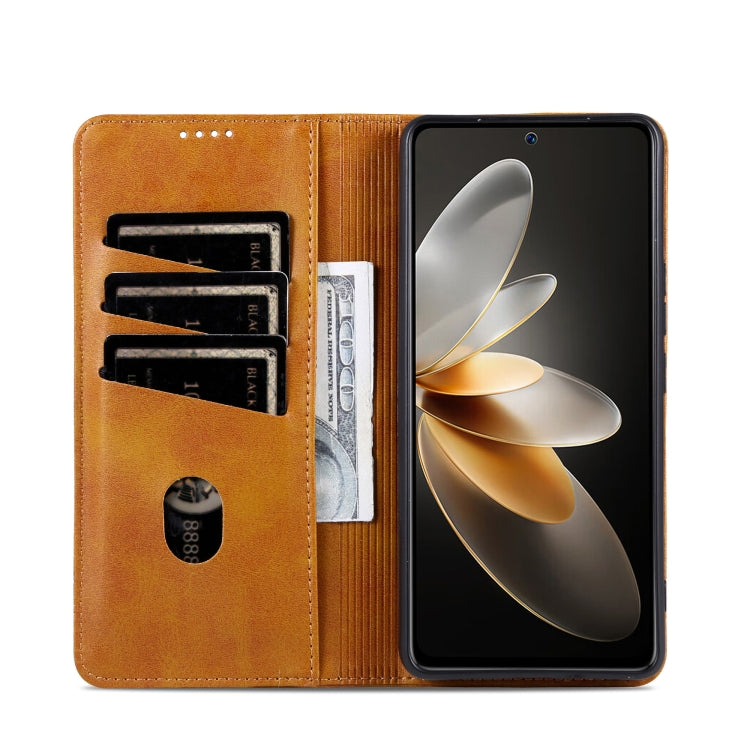 For Huawei Pura 70 AZNS Magnetic Calf Texture Flip Leather Phone Case(Light Brown)