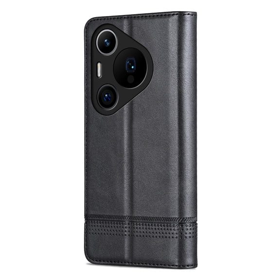 For Huawei Pura 70 Pro / 70 Pro+ Fine Hole AZNS Magnetic Calf Texture Flip Leather Phone Case(Black)