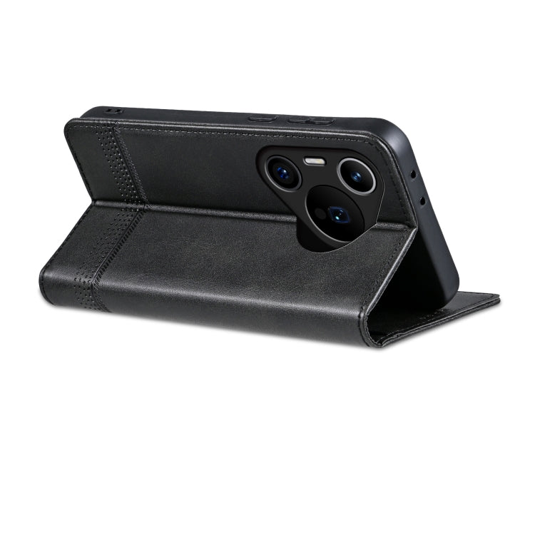 For Huawei Pura 70 Pro / 70 Pro+ Fine Hole AZNS Magnetic Calf Texture Flip Leather Phone Case(Black)