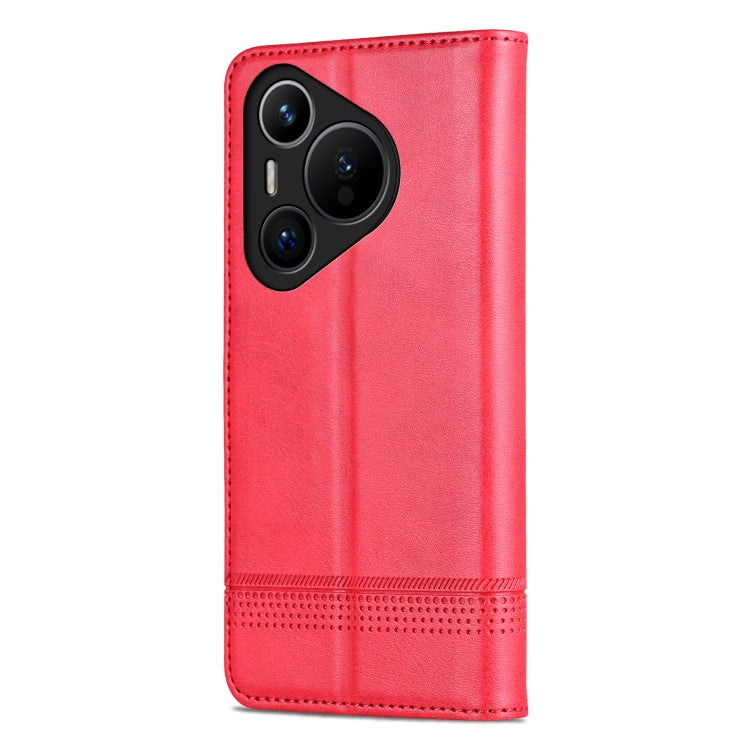 For Huawei Pura 70 Fine Hole AZNS Magnetic Calf Texture Flip Leather Phone Case(Red)