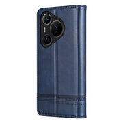 For Huawei Pura 70 Fine Hole AZNS Magnetic Calf Texture Flip Leather Phone Case(Dark Blue)