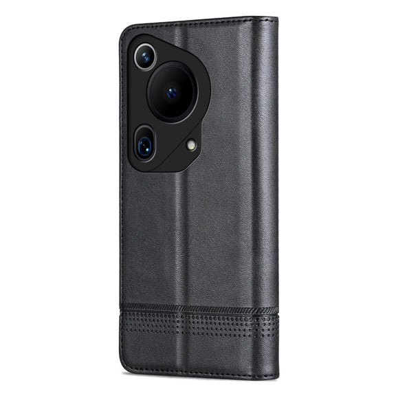 For Huawei Pura 70 Ultra AZNS Magnetic Calf Texture Flip Leather Phone Case(Black)