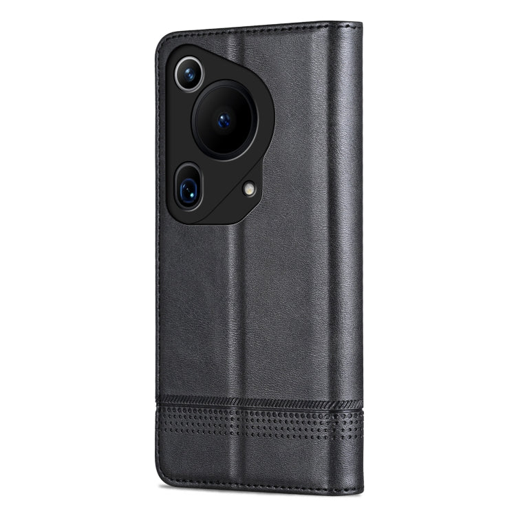 For Huawei Pura 70 Ultra AZNS Magnetic Calf Texture Flip Leather Phone Case(Black)