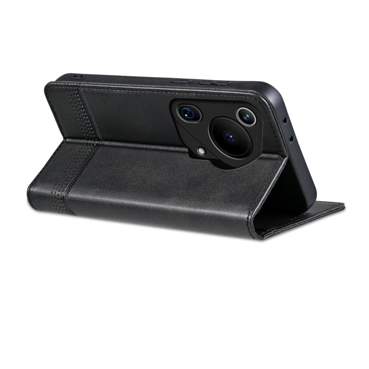 For Huawei Pura 70 Ultra AZNS Magnetic Calf Texture Flip Leather Phone Case(Black)