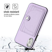 For iPhone X / XS Shockproof Leather Phone Case with Card Holder(Purple)