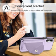 For iPhone X / XS Shockproof Leather Phone Case with Card Holder(Purple)