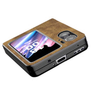 For OPPO Find N2 Flip ABEEL Retro Litchi Texture PU Phone Case(Brown)