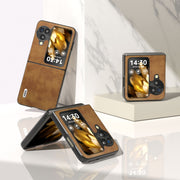For OPPO Find N3 Flip ABEEL Retro Litchi Texture PU Phone Case(Brown)
