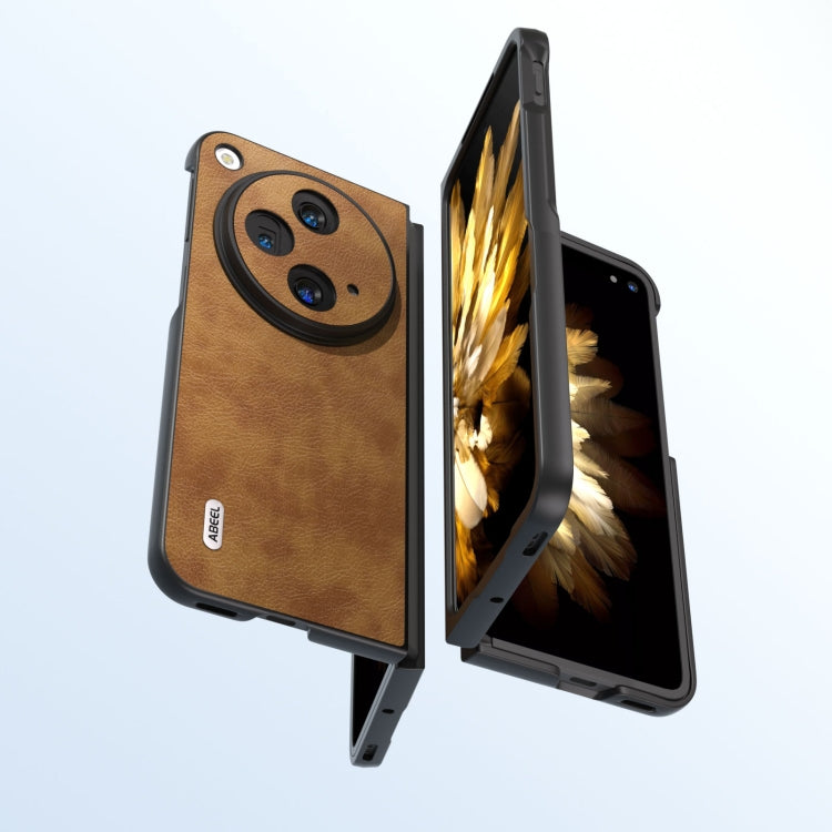 For OPPO Find N3 / OnePlus Open ABEEL Retro Litchi Texture PU Phone Case(Brown)