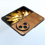 For OPPO Find N3 / OnePlus Open ABEEL Retro Litchi Texture PU Phone Case(Brown)