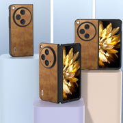 For OPPO Find N3 / OnePlus Open ABEEL Retro Litchi Texture PU Phone Case(Brown)