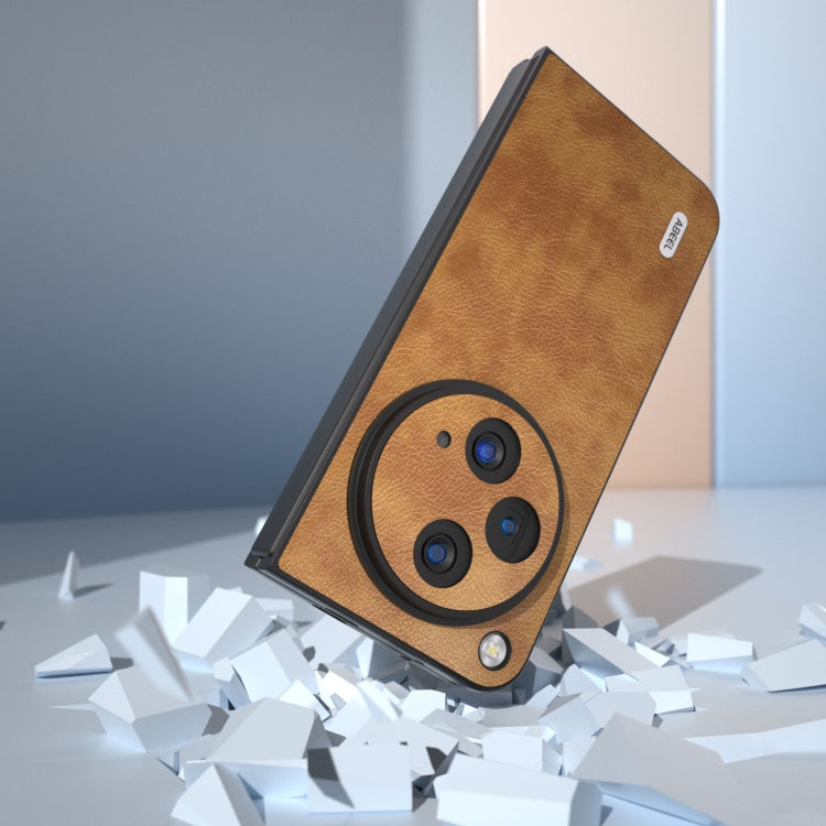 For OPPO Find N3 / OnePlus Open ABEEL Retro Litchi Texture PU Phone Case(Brown)