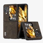 For OPPO Find N3 Flip ABEEL Dream Litchi Texture PU Phone Case(Khaki)
