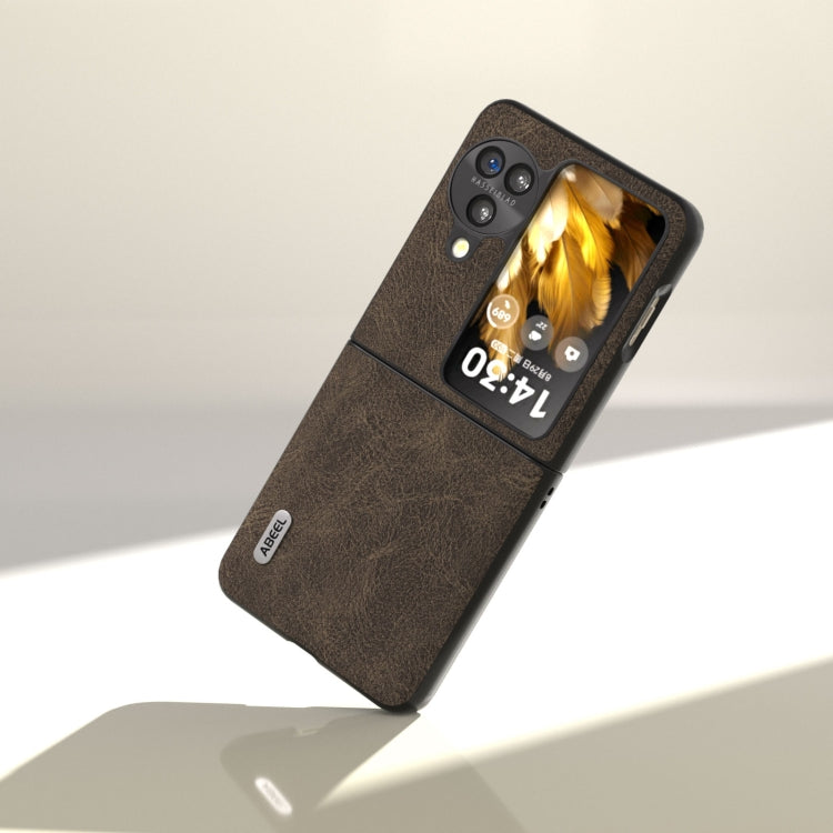 For OPPO Find N3 Flip ABEEL Dream Litchi Texture PU Phone Case(Khaki)